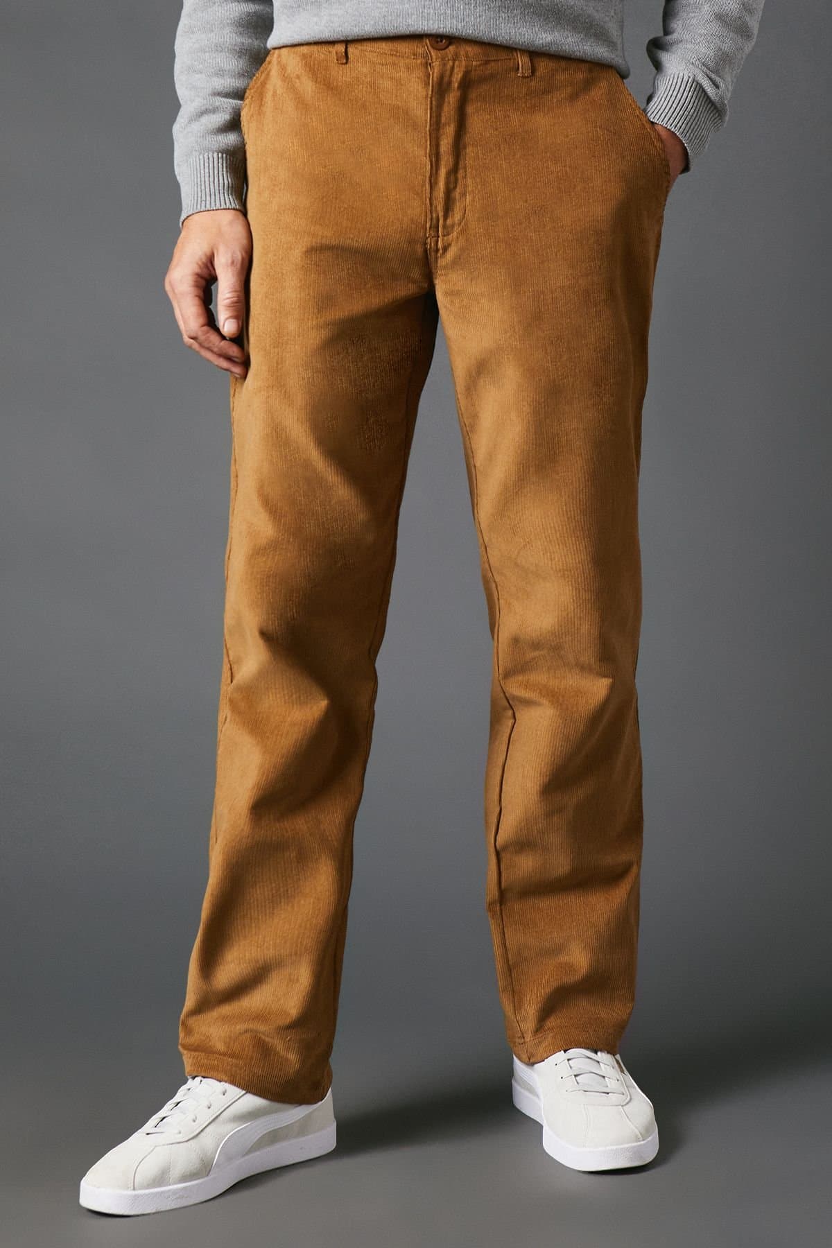 Maine Maine Men's Premium Corduroy Chino Trousers in Natural