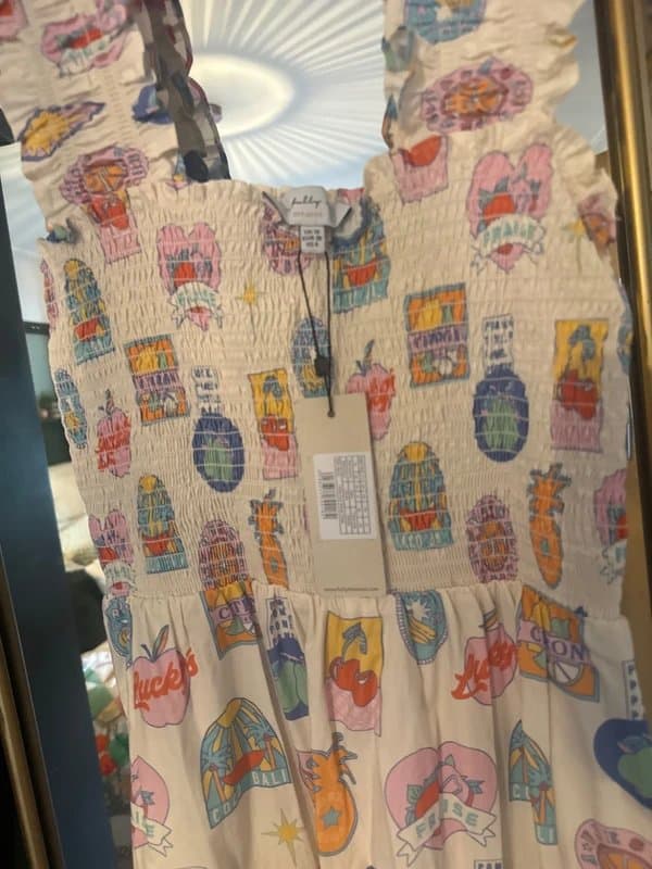 Never Fully Dressed NFD White Multi Sticker Summer Dress Size 10 NEW