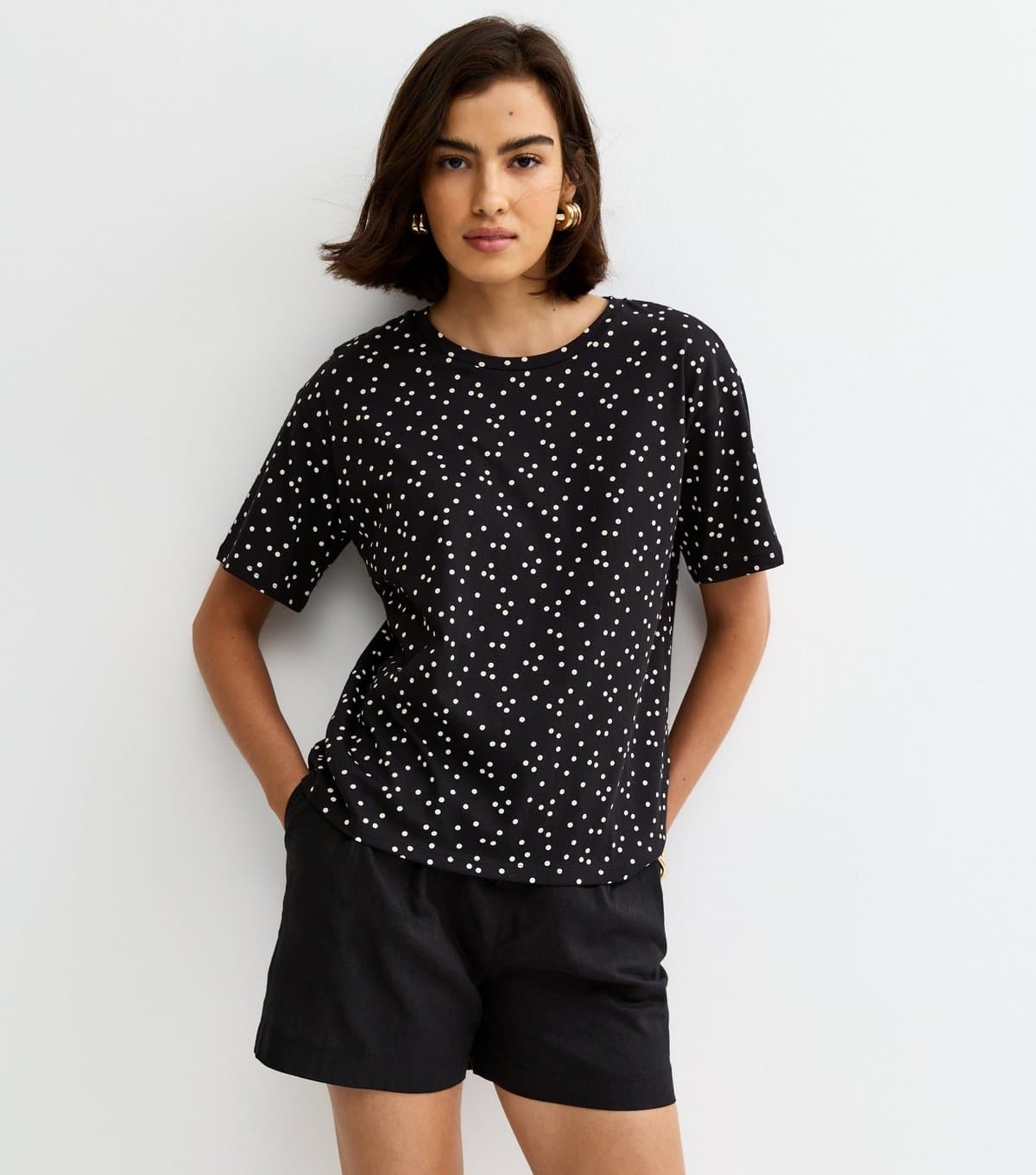 New Look New Look Black Polka Dot T-Shirt