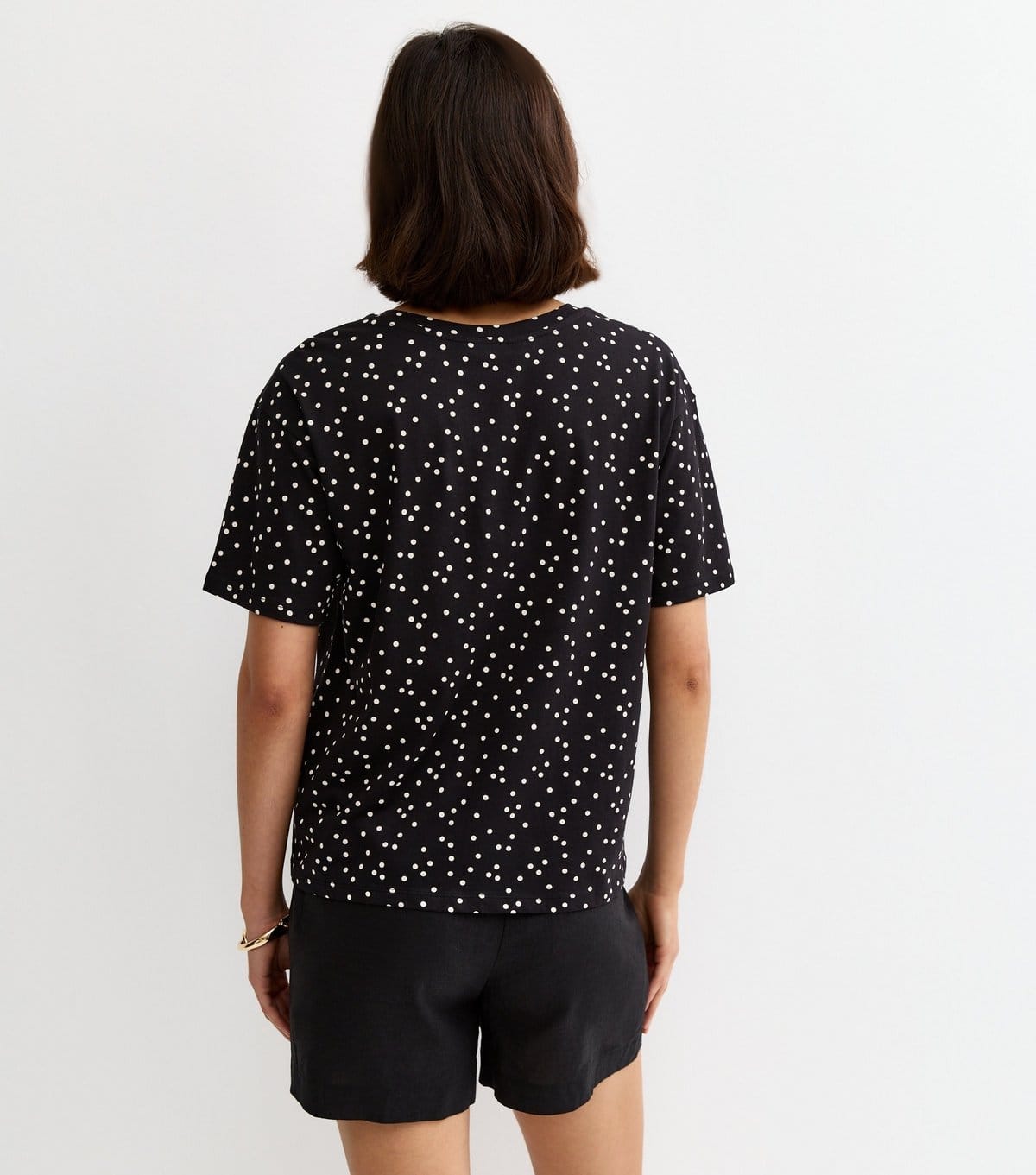 New Look Women's Black Polka Dot T-Shirt New Look - 4