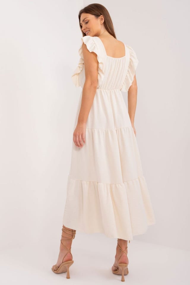Love Lace Love Lace Women's Long Summer Sleeveless Square Neck Dress in Beige - 3