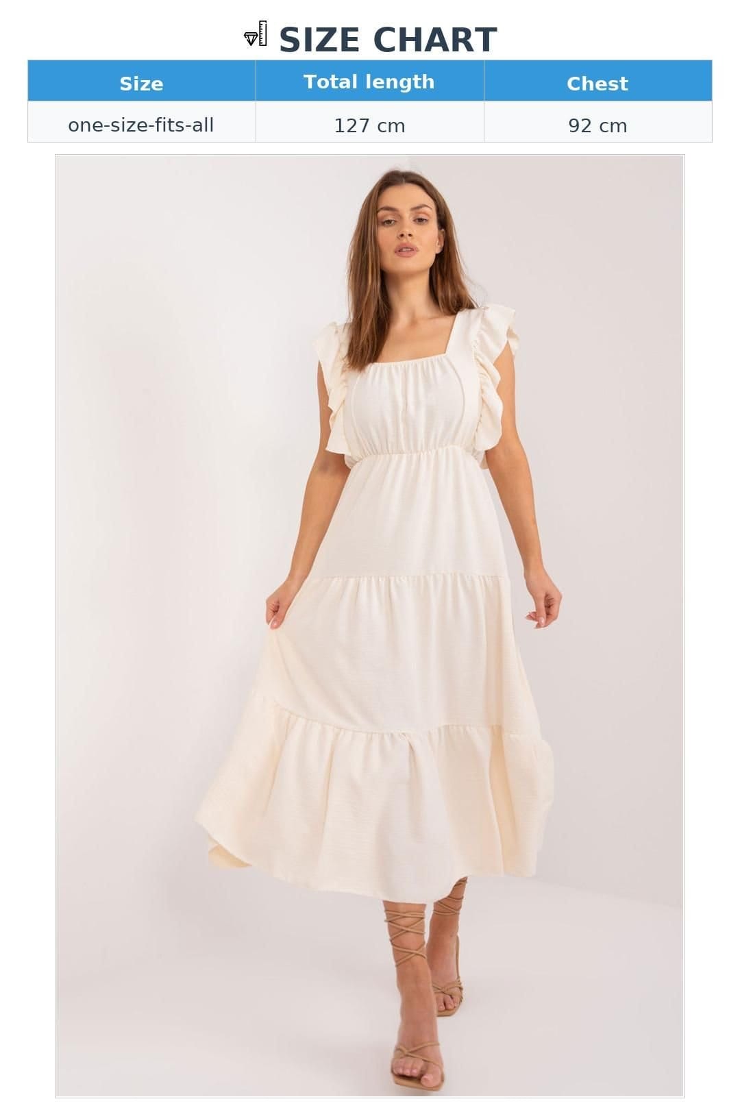 Love Lace Love Lace Women's Long Summer Sleeveless Square Neck Dress in Beige - 4