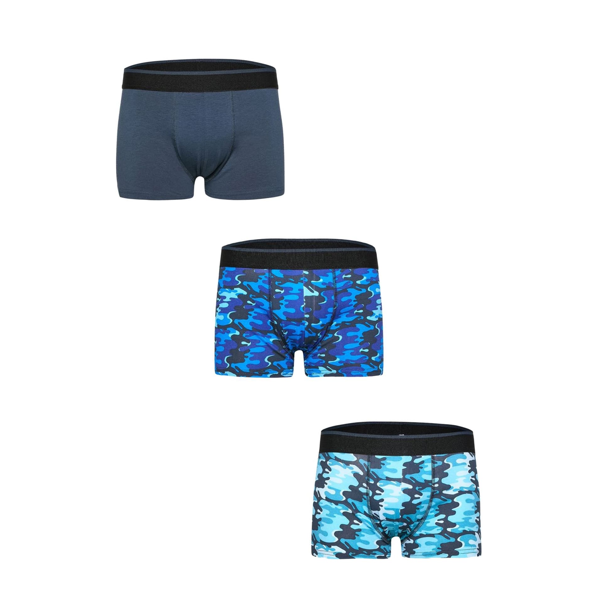Tom Franks Tom Franks Men's Camo Boxer Shorts (Pack Of 3) in Blue