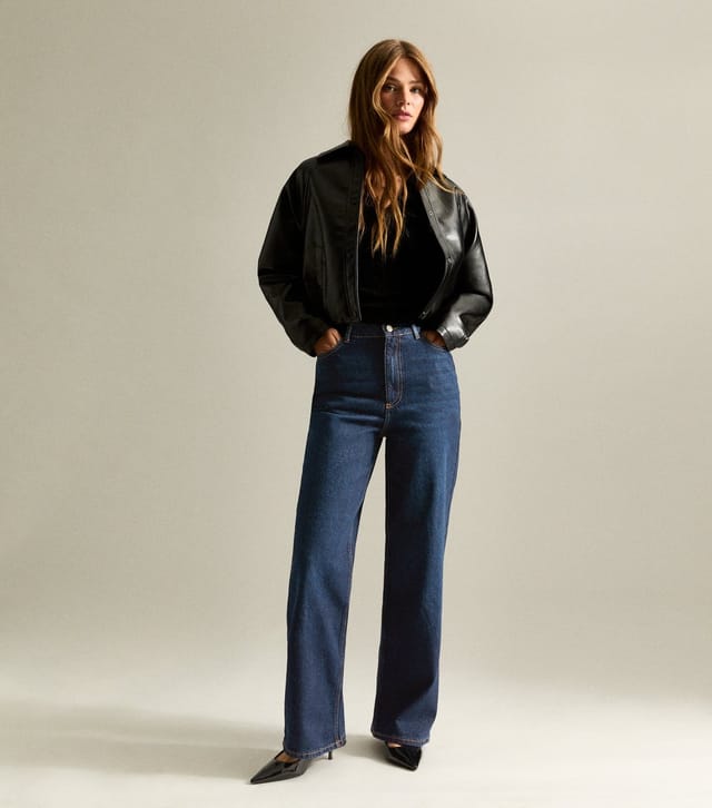 New Look Women's Dark Blue Adalae High Waisted Wide Leg Jeans New Look - 2