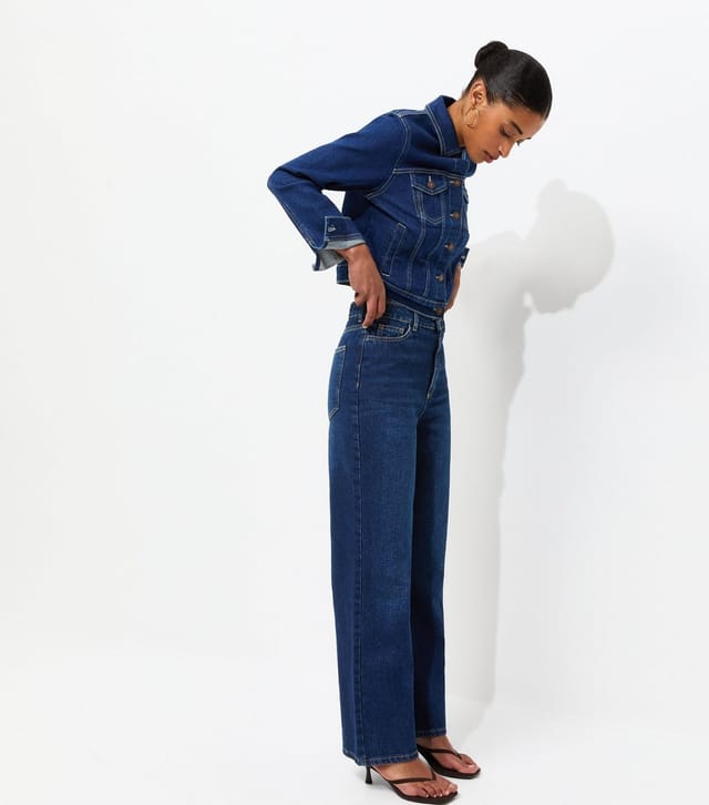 New Look Women's Dark Blue Adalae High Waisted Wide Leg Jeans New Look - 3