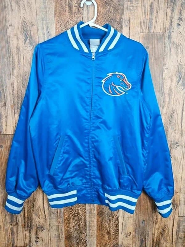 NCAA Boise State Broncos Satin Bomber Jacket – Blue/Orange/White (S/M)