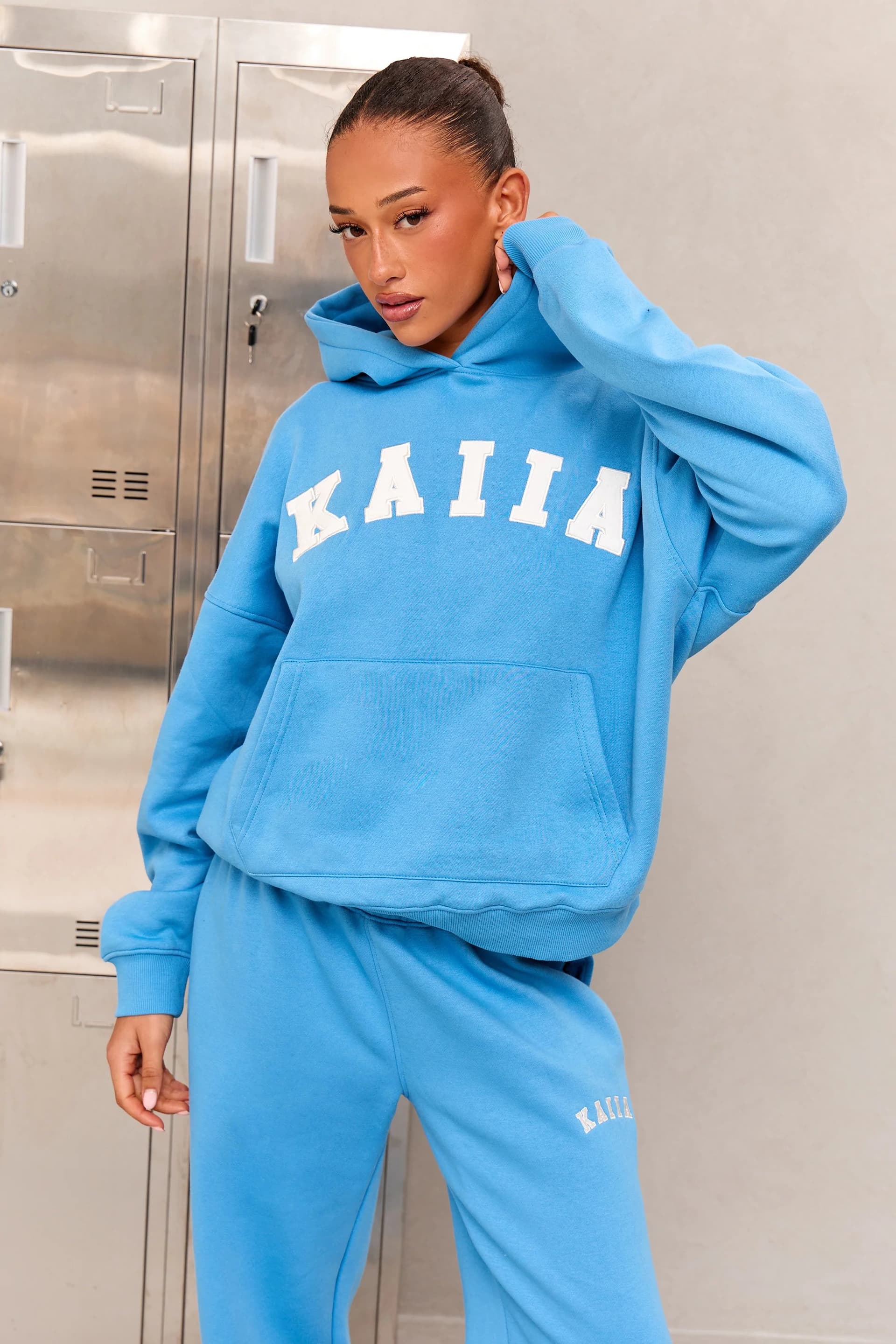 Kaiia Kaiia Slogan Oversized Hoodie Vibrant Blue