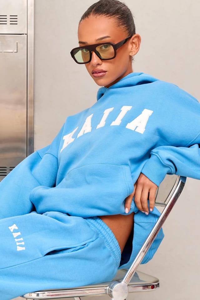 Kaiia Kaiia Slogan Oversized Hoodie Vibrant Blue - 2