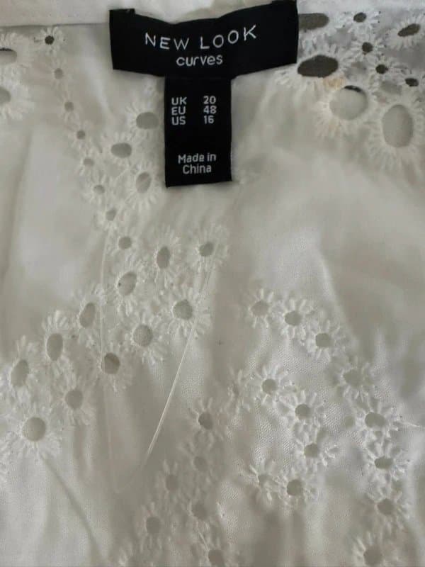 New Look New Look Curves White Broderie Blouse Size 20 Summer Top