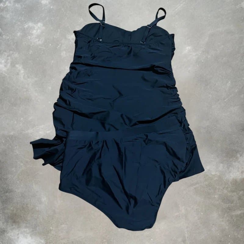 Hanna nikole new black swim dress tankini swimsuit two piece tummy control upf50 hanna nikole uk 20 plus size