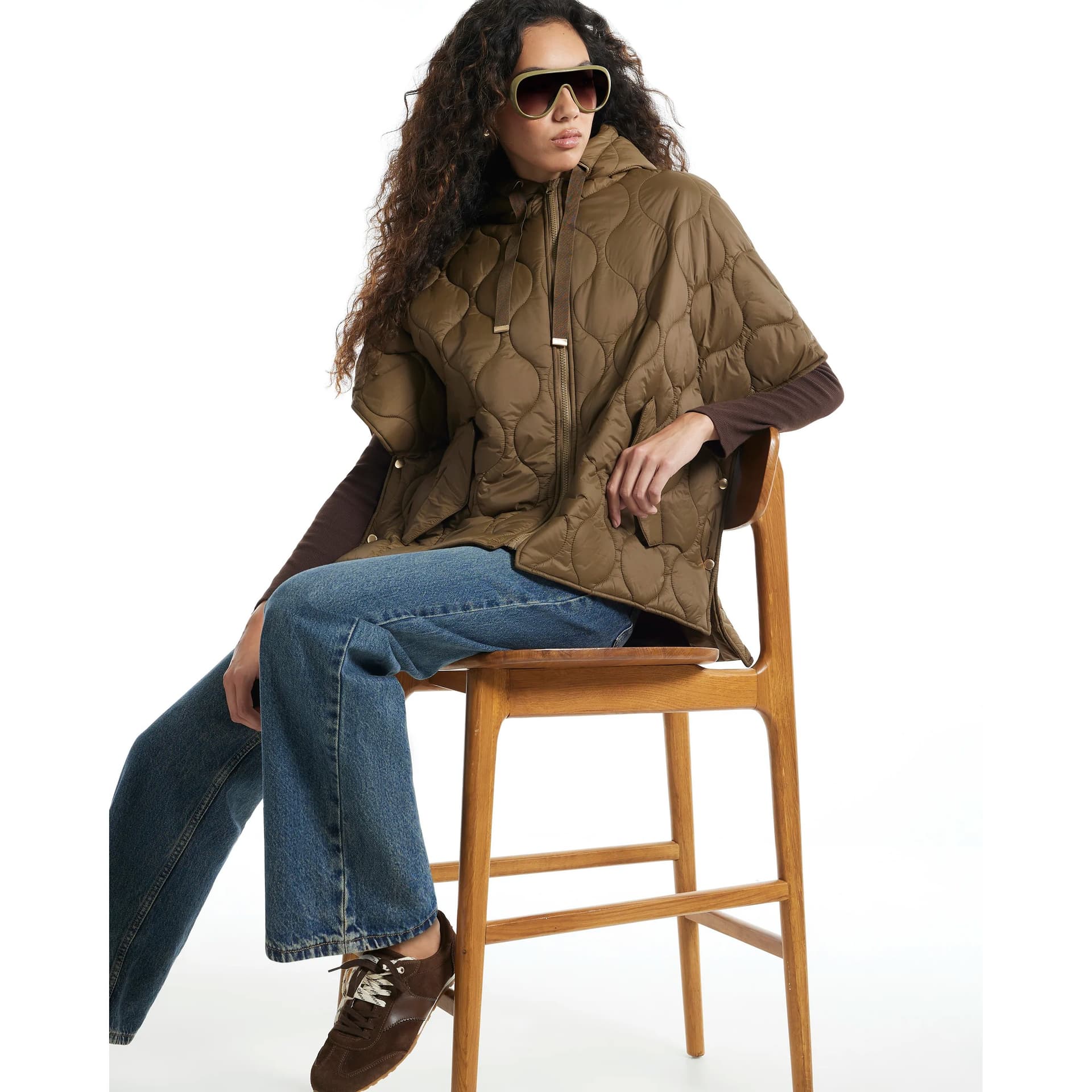 River Island River Island Womens Khaki Quilted Puffer Cape