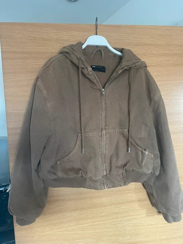 ASOS Oversized Brown Denim Workwear Jacket with Hood