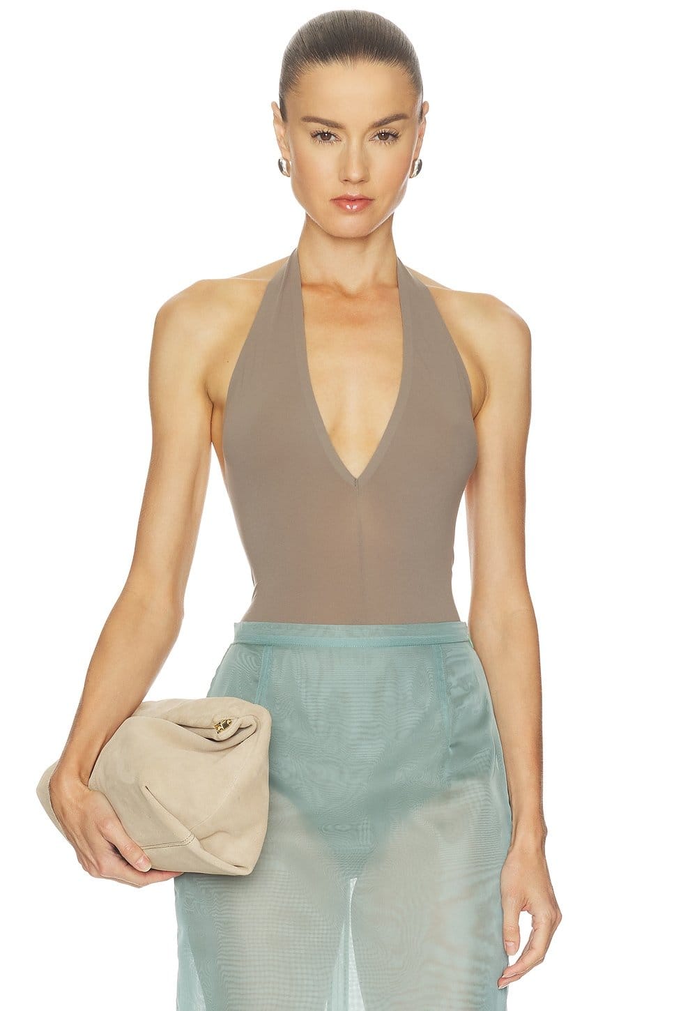 x REVOLVE Ballet Deep Plunge Halter Bodysuit