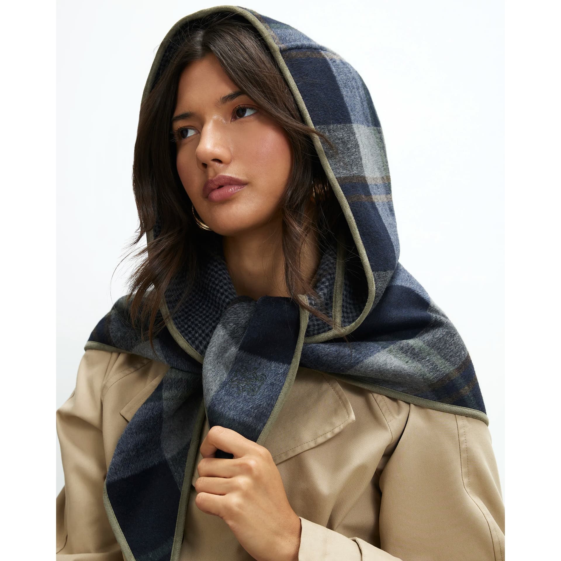 River Island River Island Womens Navy Hooded Triangle Scarf