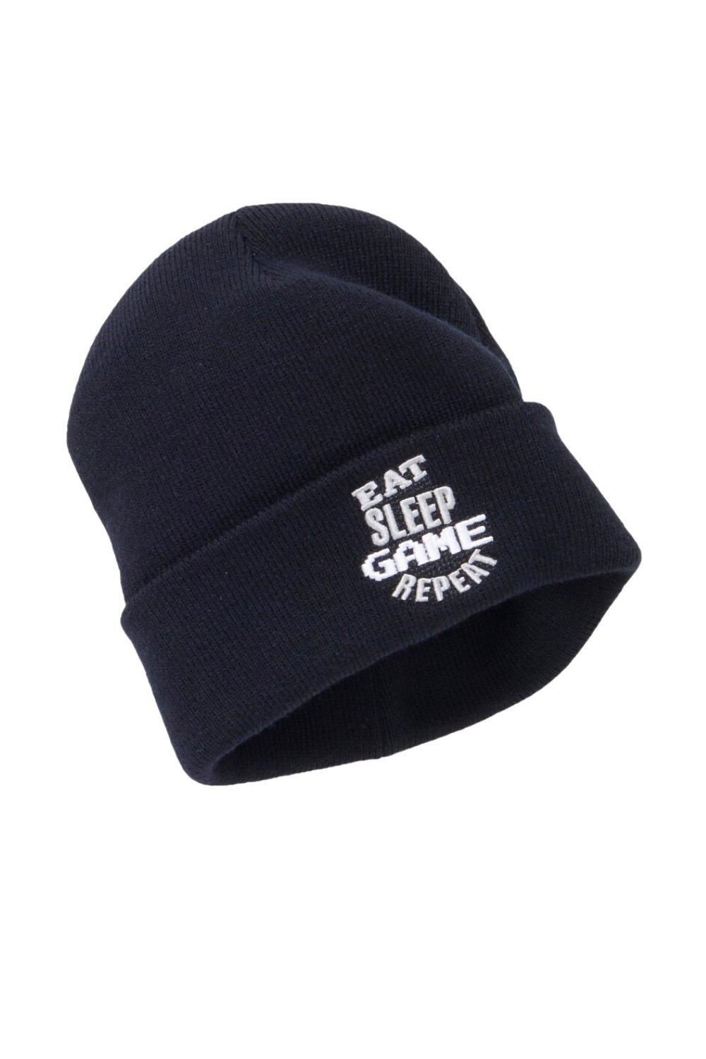 Hats Hats Hats Hats Hats Hats Men's Eat, Sleep, Repeat Gaming Beanie Hat in Black - 3