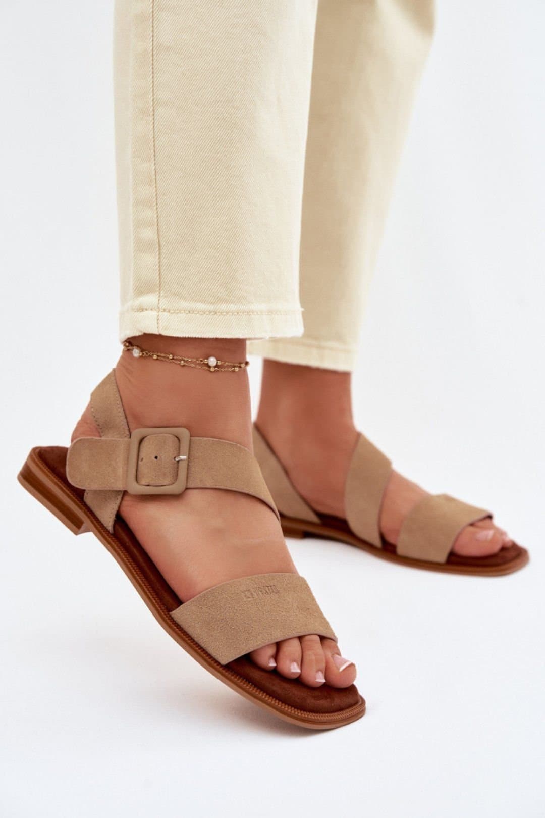 Love Lace Love Lace Women's Comfort Footbed Open Toe Slingback Sandals for Everyday in Beige