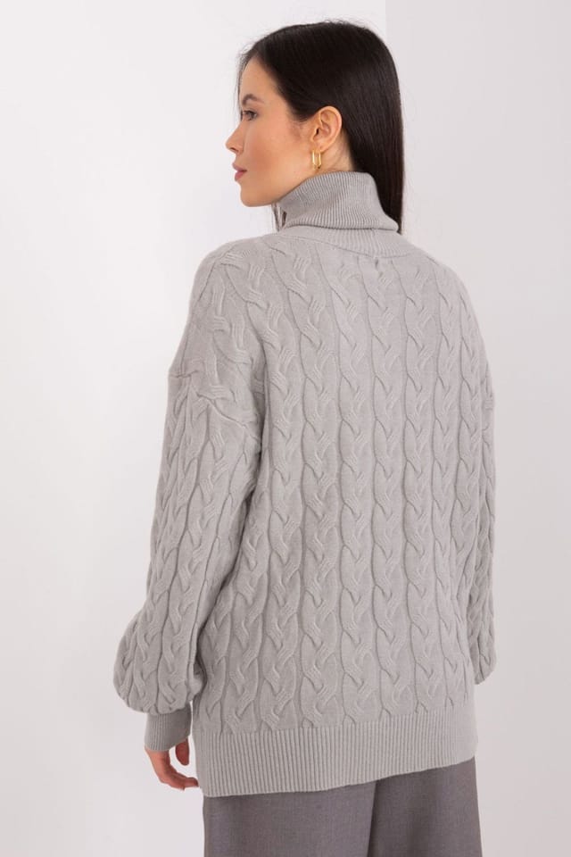 Love Lace Love Lace Women's Plaid Variegated Turtleneck Sweater in Grey - 3