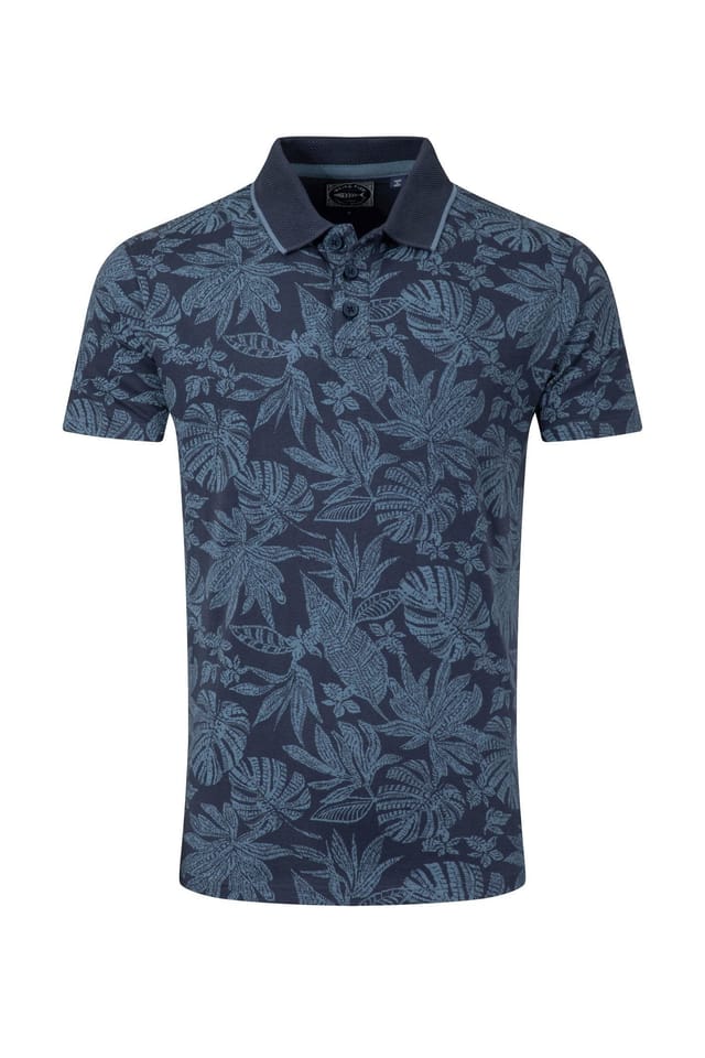 Weird Fish Weird Fish Men's Sarat Printed Polo Shirt in Mid Blue - 2