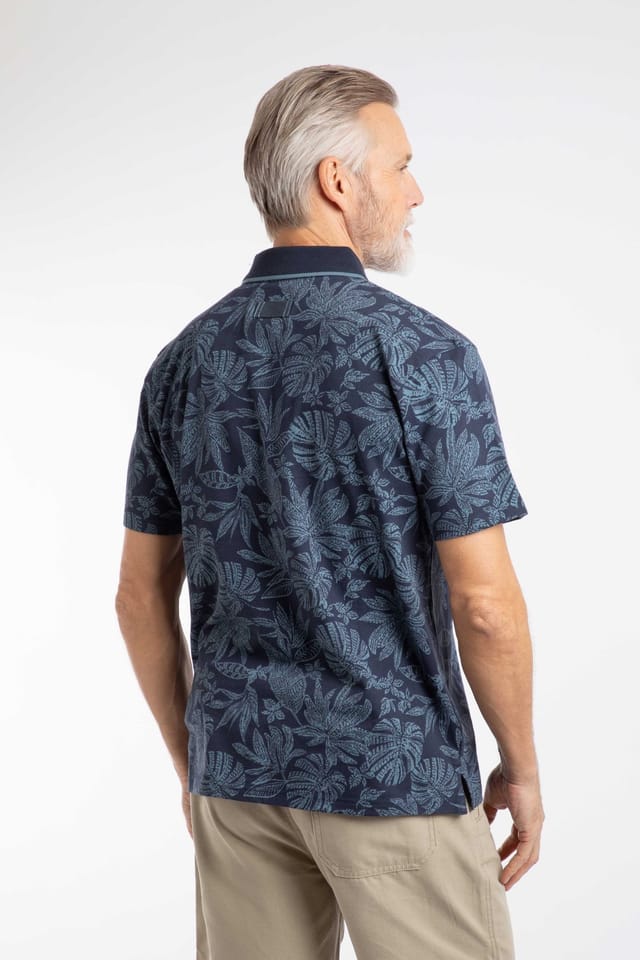Weird Fish Weird Fish Men's Sarat Printed Polo Shirt in Mid Blue - 3