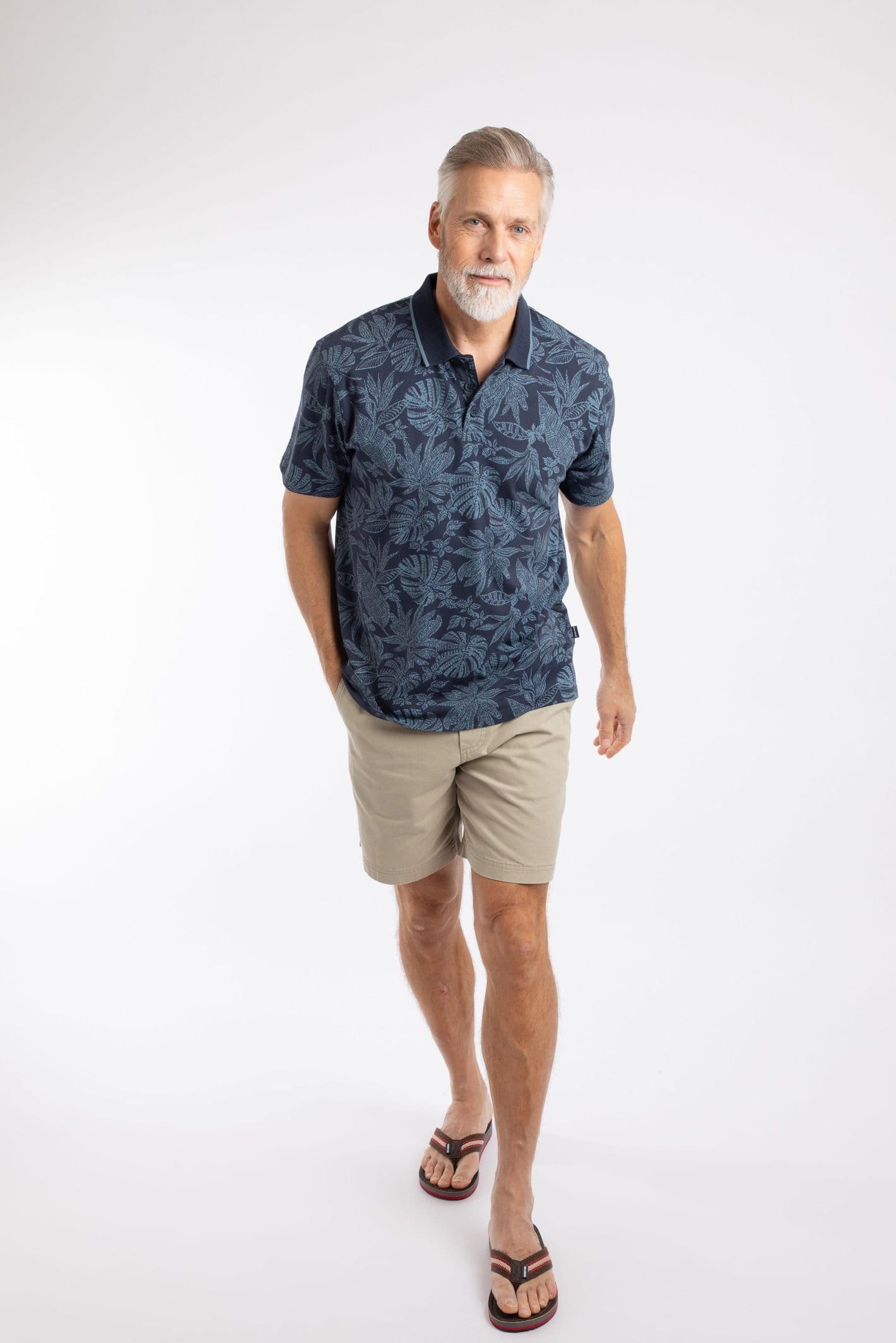 Weird Fish Weird Fish Men's Sarat Printed Polo Shirt in Mid Blue - 4