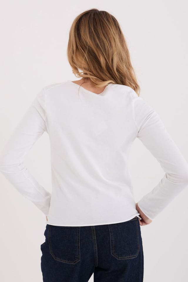 Love Lace Love Lace Women's Fitted Cotton Elastane Long Sleeve Blouse Style 224907 in White - 3