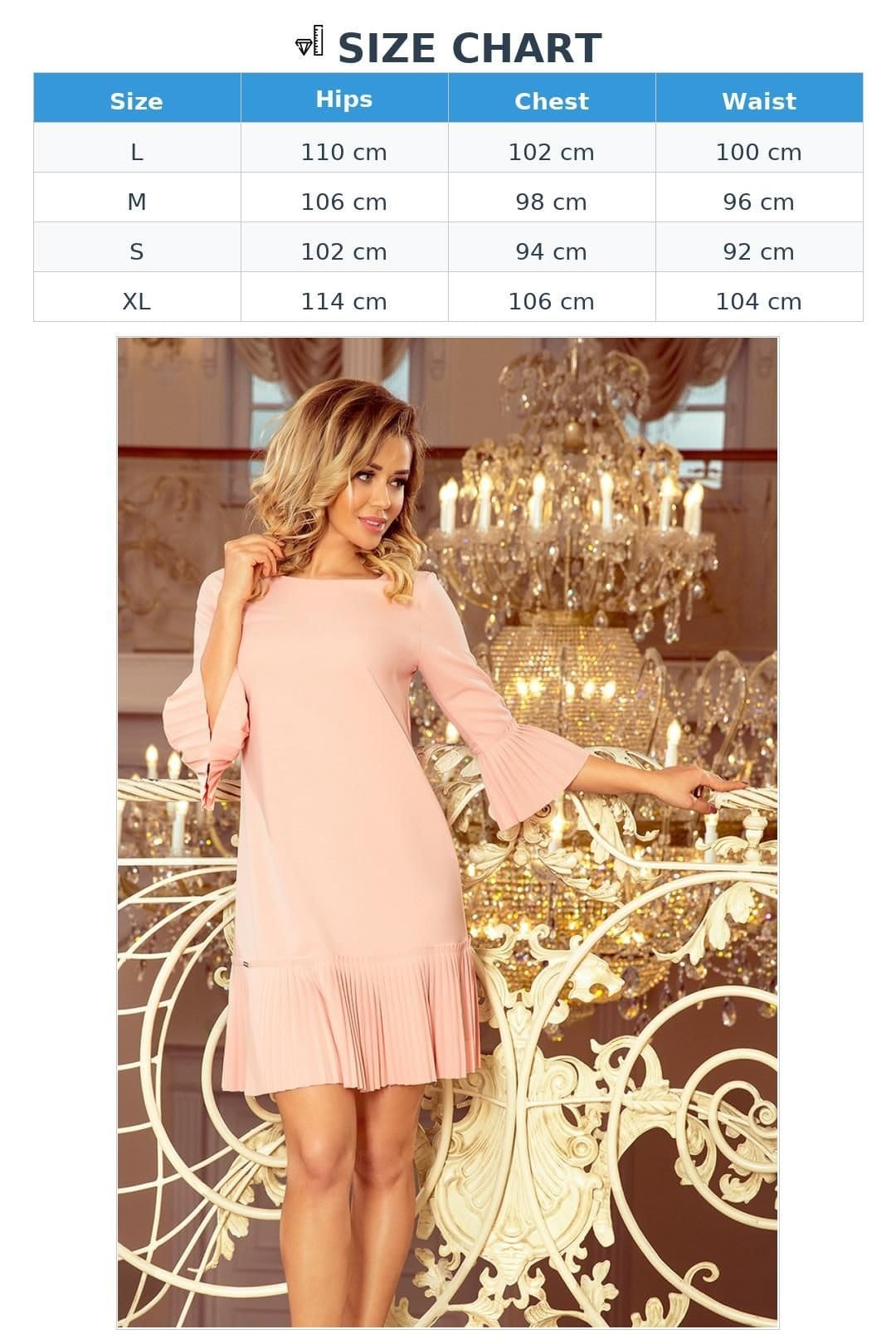 Love Lace Love Lace Women's Modest Peach Pleated Sleeve Day Dress in Pink - 4