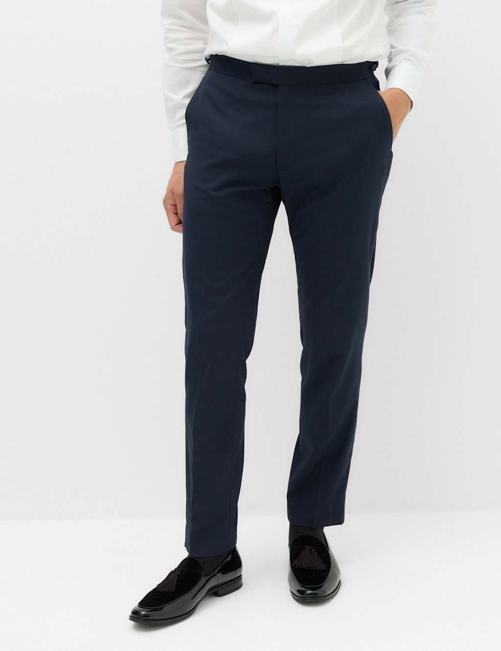 Marks & Spencer M&S Tailored Fit Tipped Tuxedo Trousers Navy