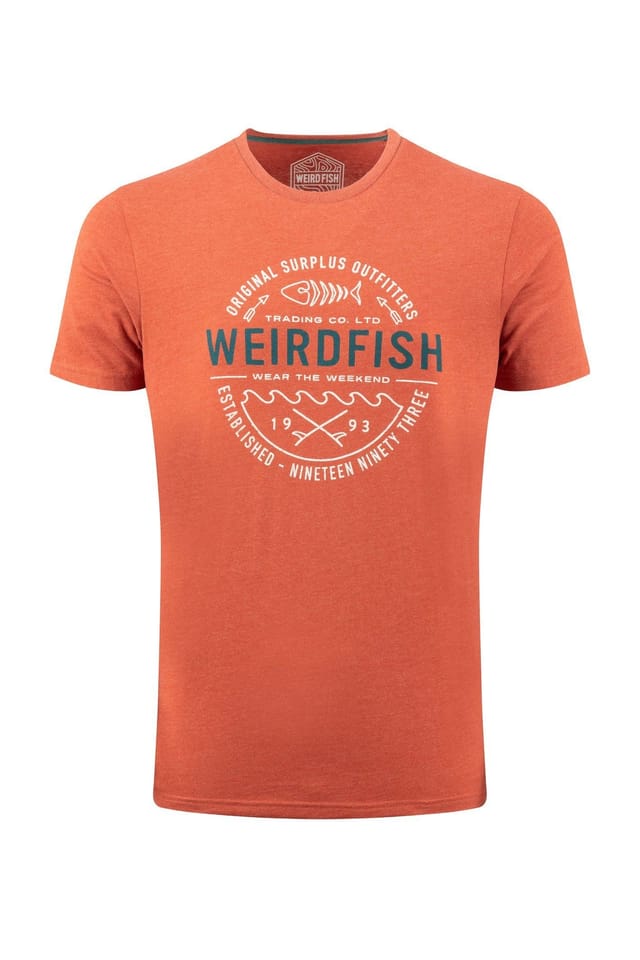 Weird Fish Weird Fish Men's Waves Front Print Graphic T-Shirt in Orange - 2