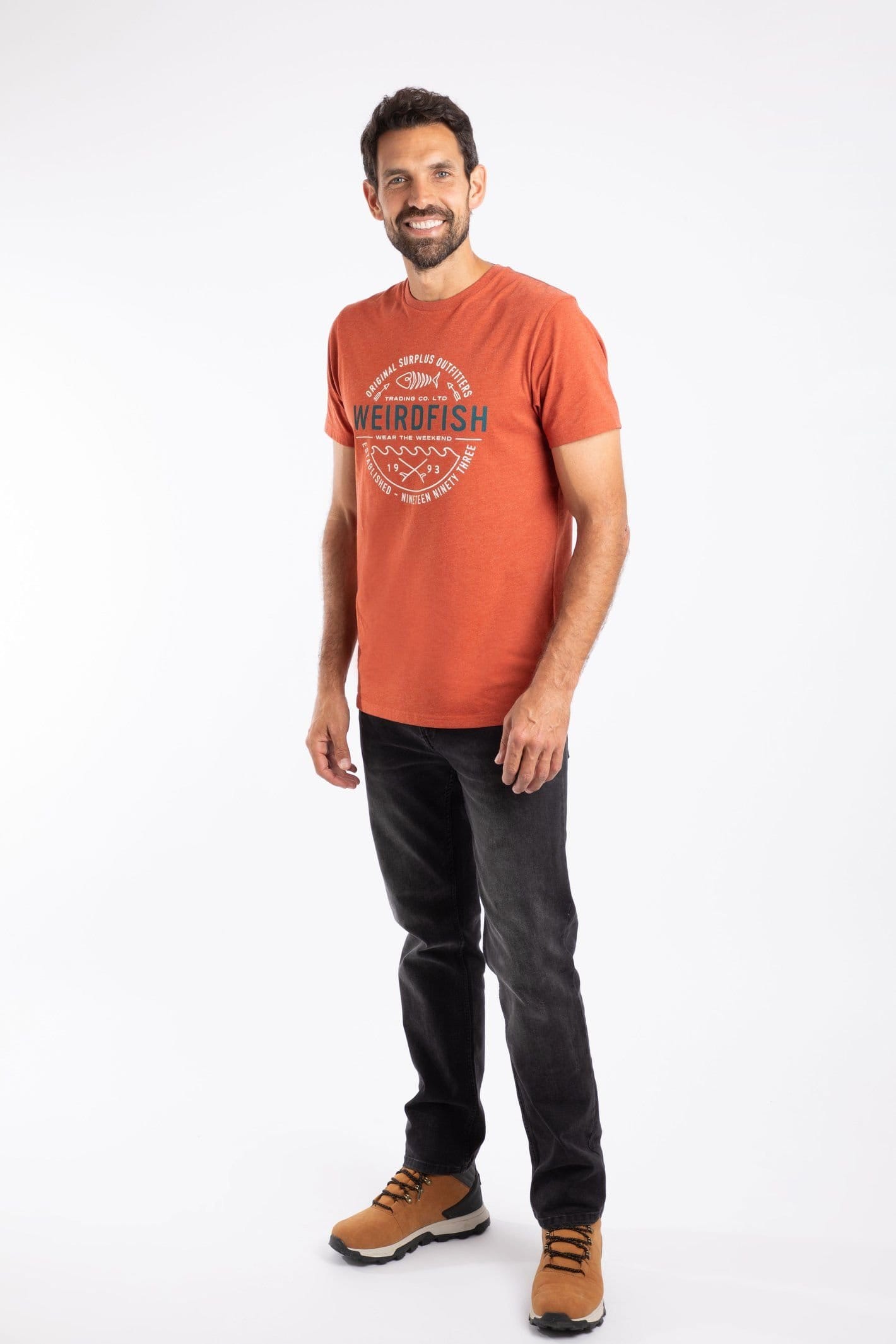 Weird Fish Weird Fish Men's Waves Front Print Graphic T-Shirt in Orange - 4
