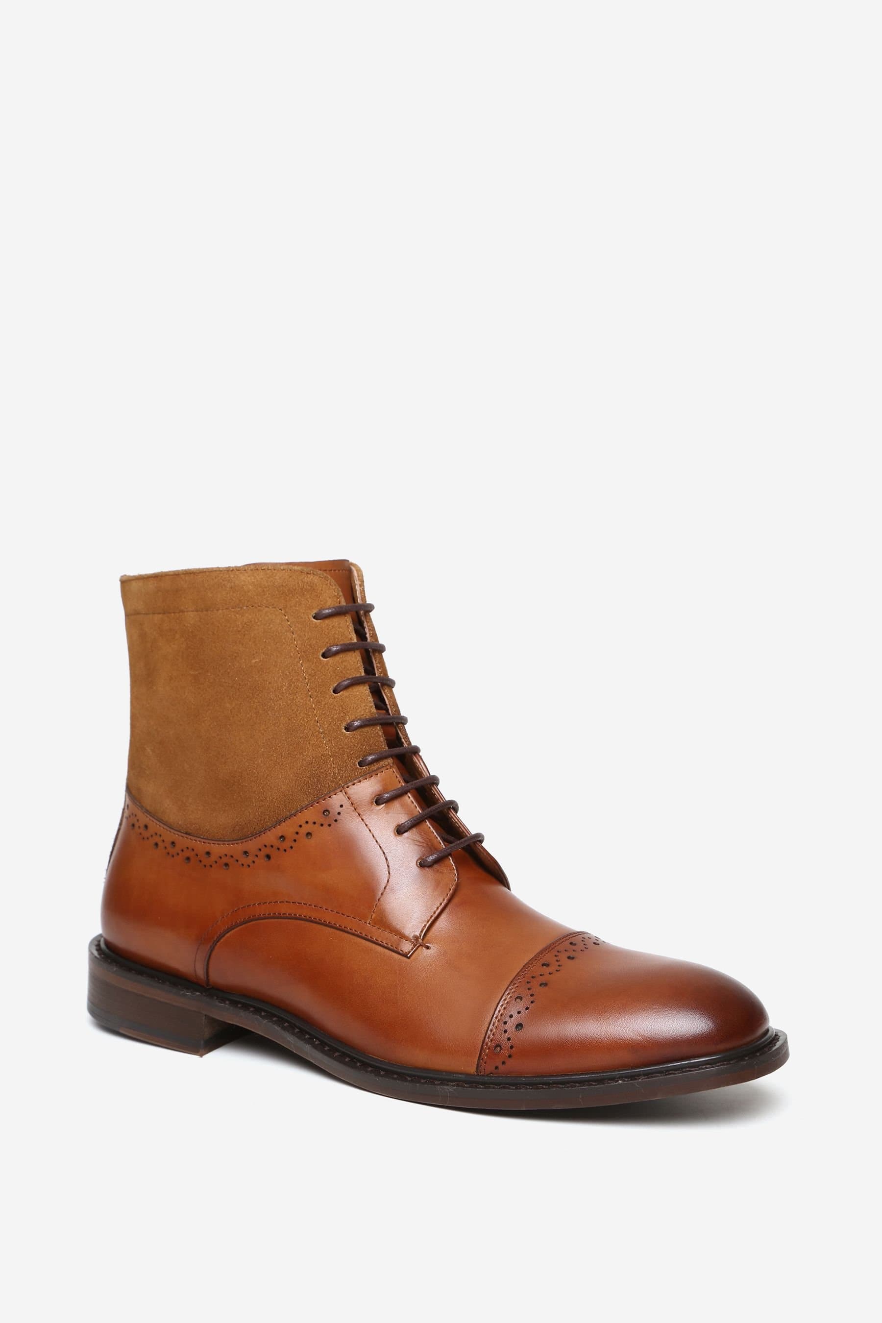 Alexander Pace Alexander Pace Men's 'Rochester' Premium Leather & Suede Boots in Tan