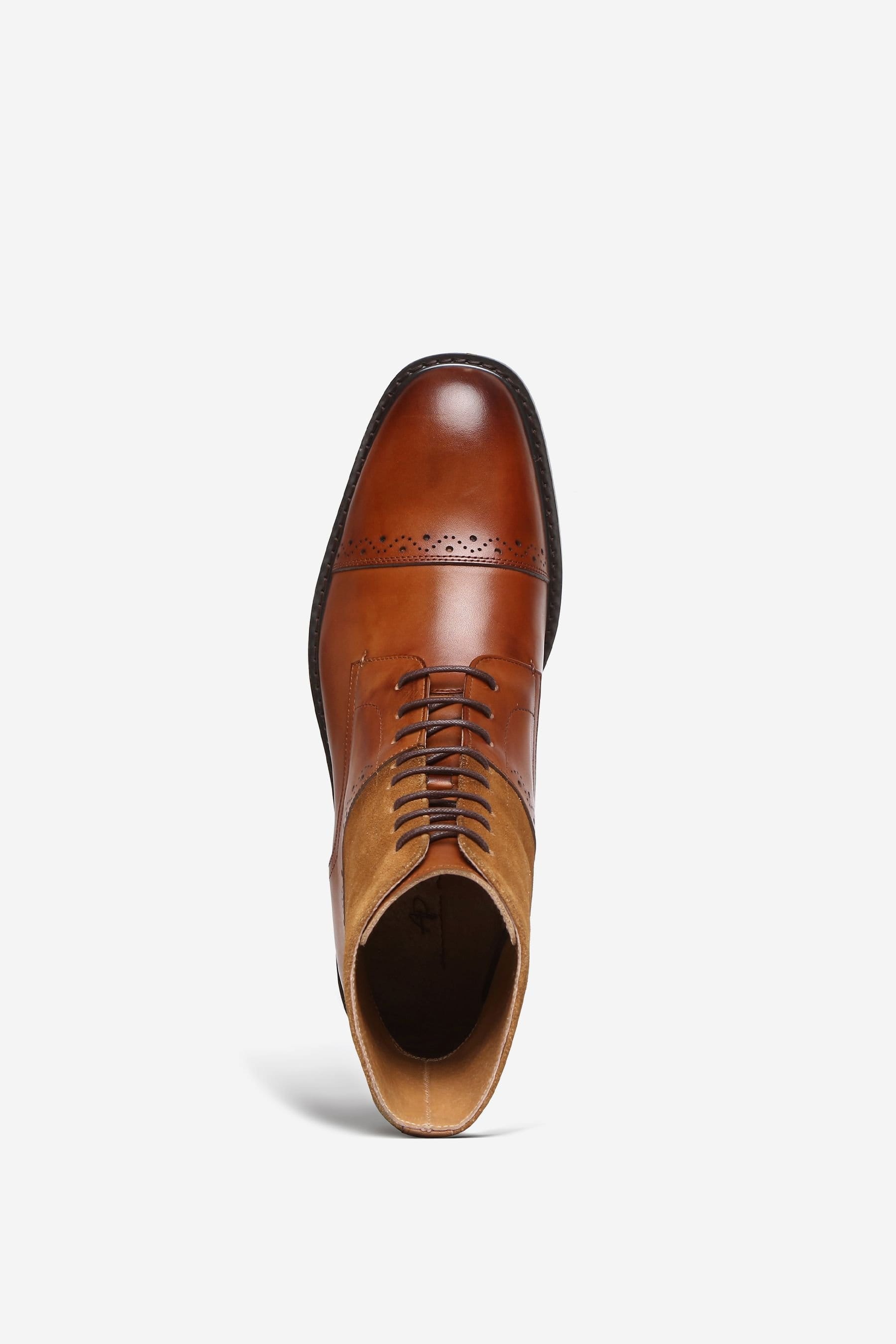 Alexander Pace Alexander Pace Men's 'Rochester' Premium Leather & Suede Boots in Tan - 4