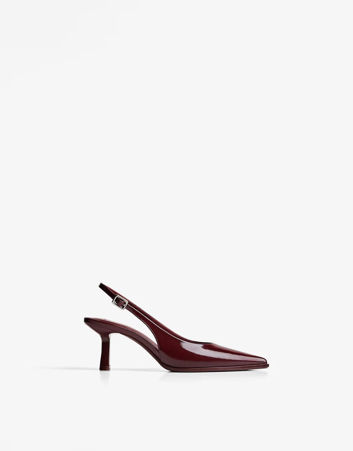 ASOS Bershka Kitten heel slingback shoes in burgundy - 1