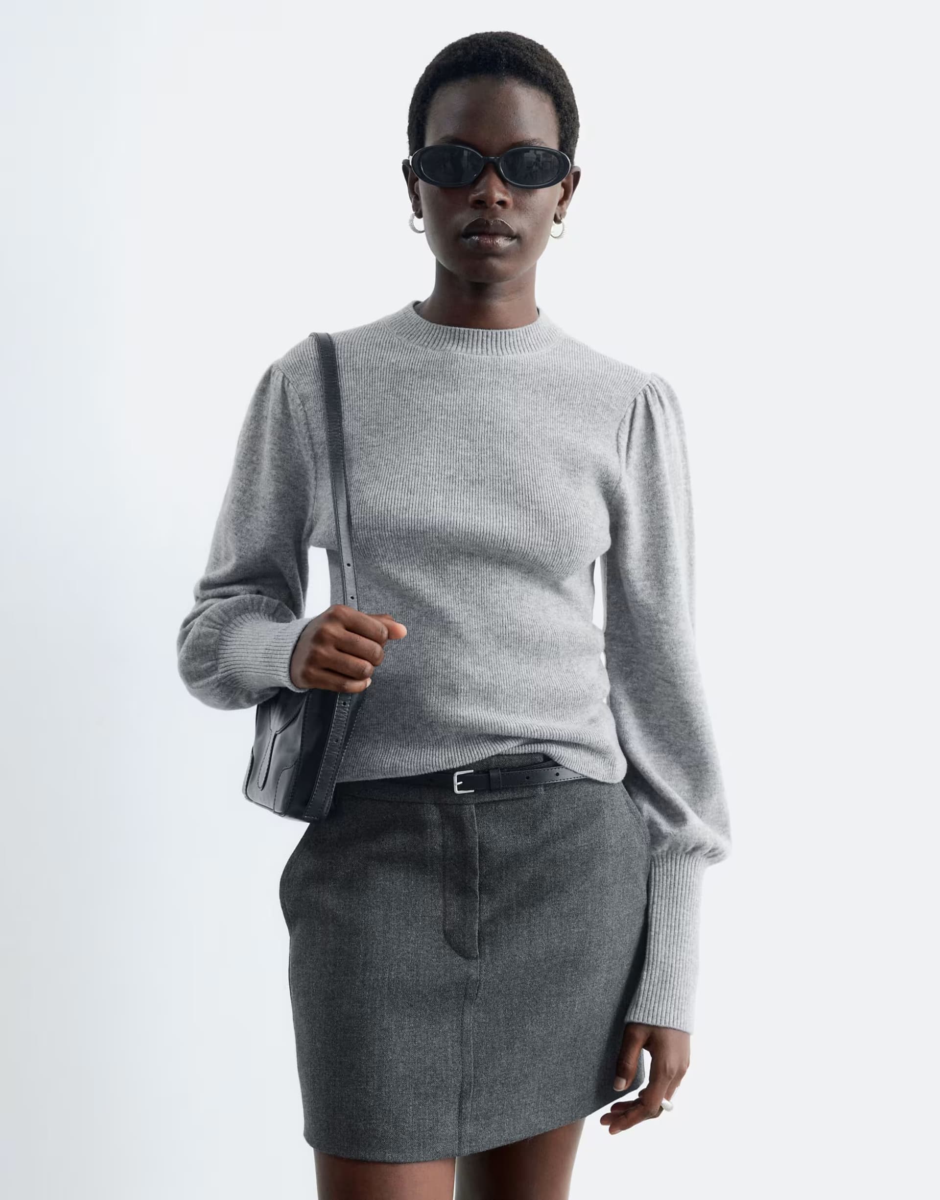 ASOS & Other Stories pure wool puff sleeve top in grey