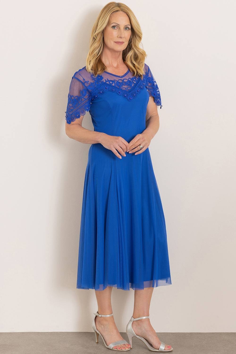 Anna Rose Anna Rose Women's Embellished Mesh Dress in Cobalt - 2