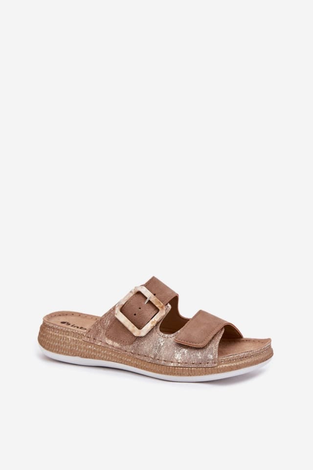 Love Lace Love Lace Women's Brown Sandals with Velcro Buckle Comfort Insole - 2