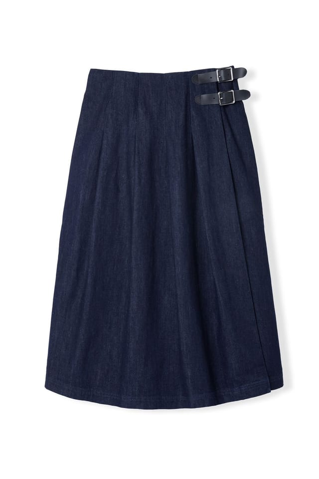 Celtic & Co Celtic & Co Women's Dark Wash Midi Denim Skirt in Dark Indigo - 2