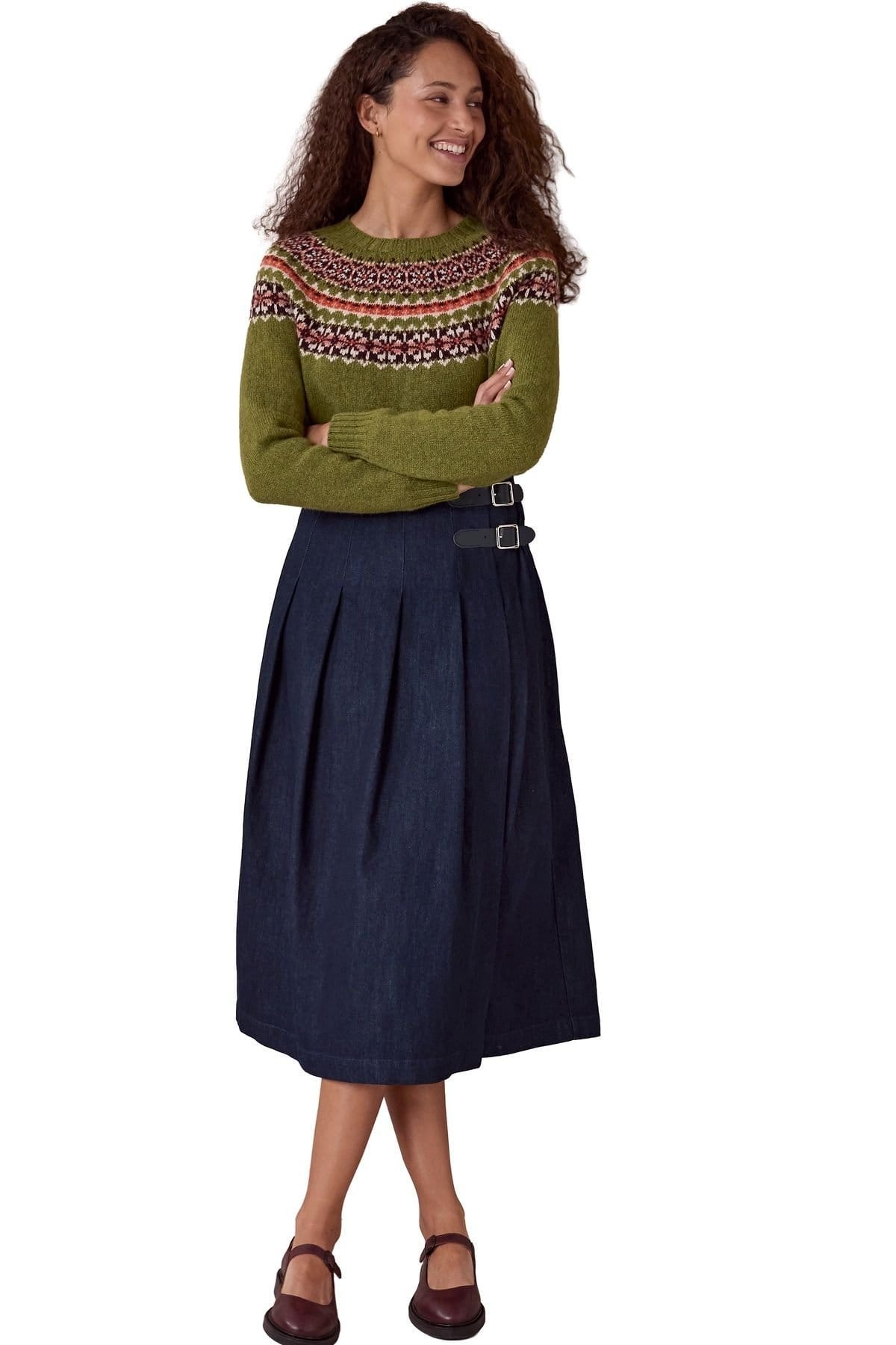 Celtic & Co Celtic & Co Women's Dark Wash Midi Denim Skirt in Dark Indigo - 4