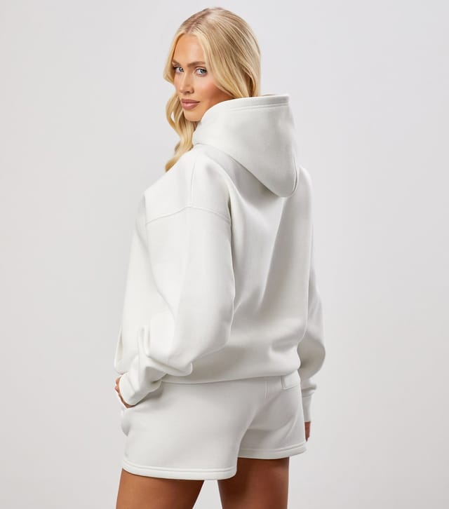 Gym King Women's 365 Cream Logo Embroidered Hoodie Gym King New Look - 3
