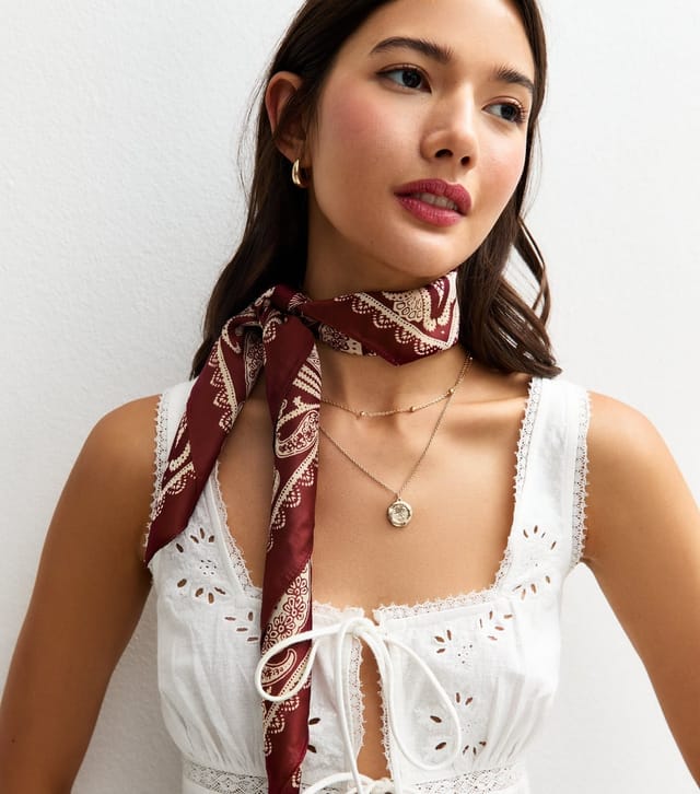 New Look Burgundy Paisley Headscarf New Look - 2
