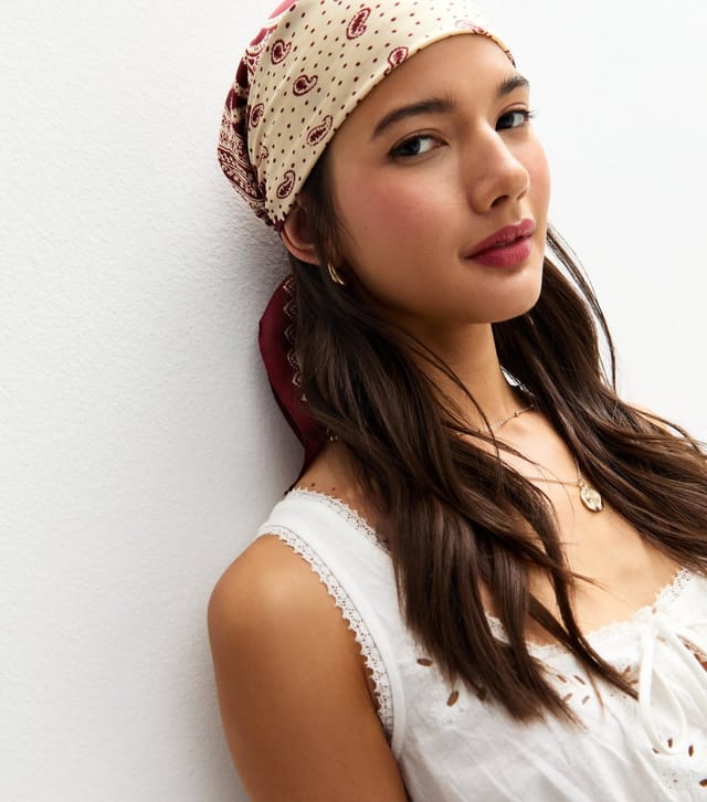 New Look Burgundy Paisley Headscarf New Look - 3