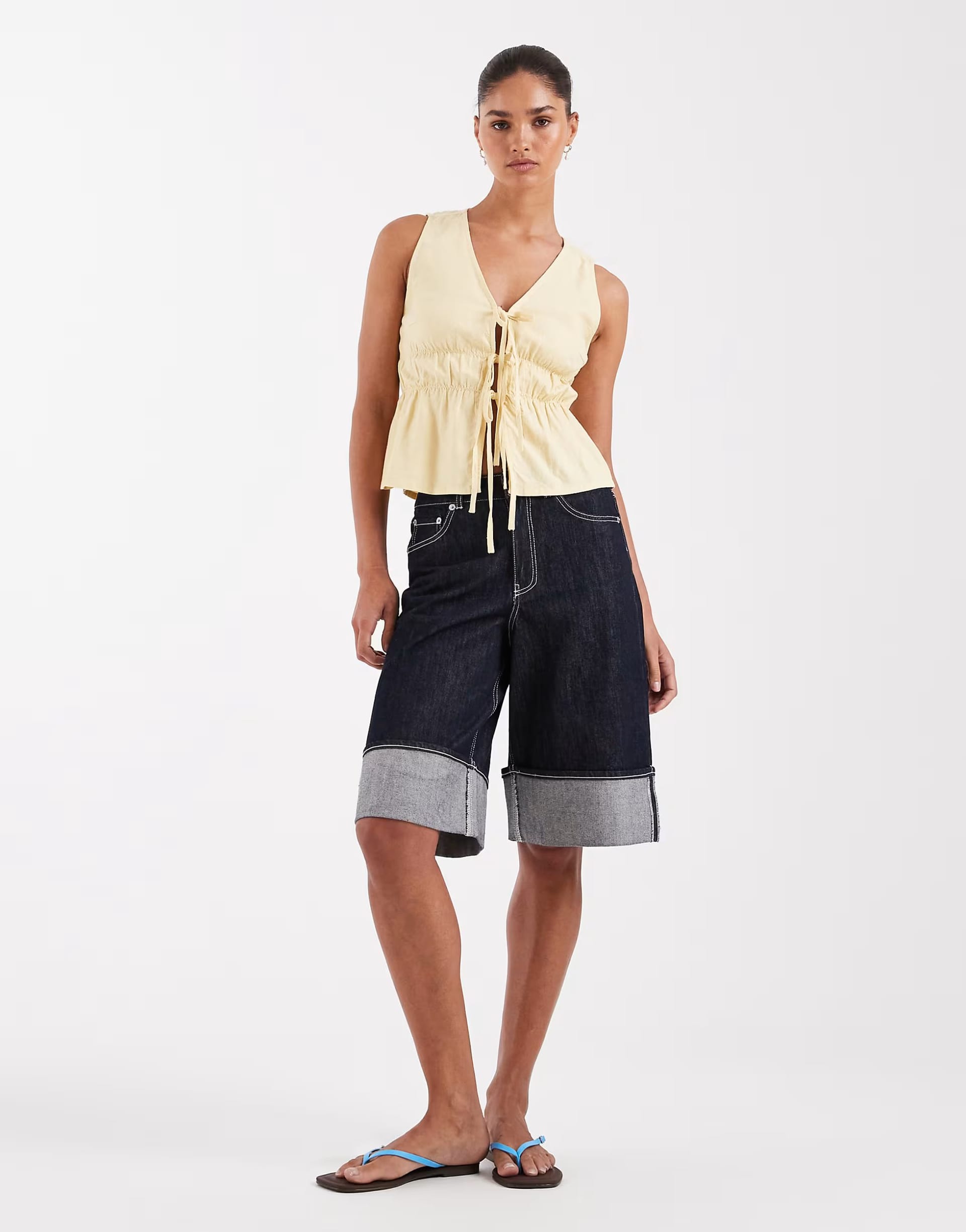 ASOS Dark Denim Tokyo Wide Denim Jorts with Turn Ups