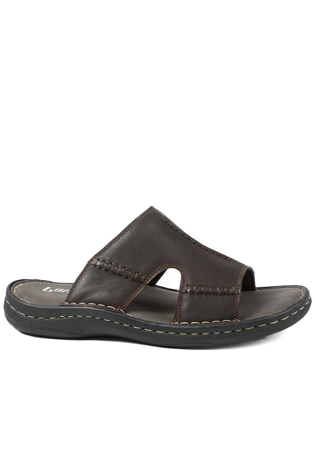Pavers Pavers Men's Slip On Leather Mule Sandals in Dark Brown - 2