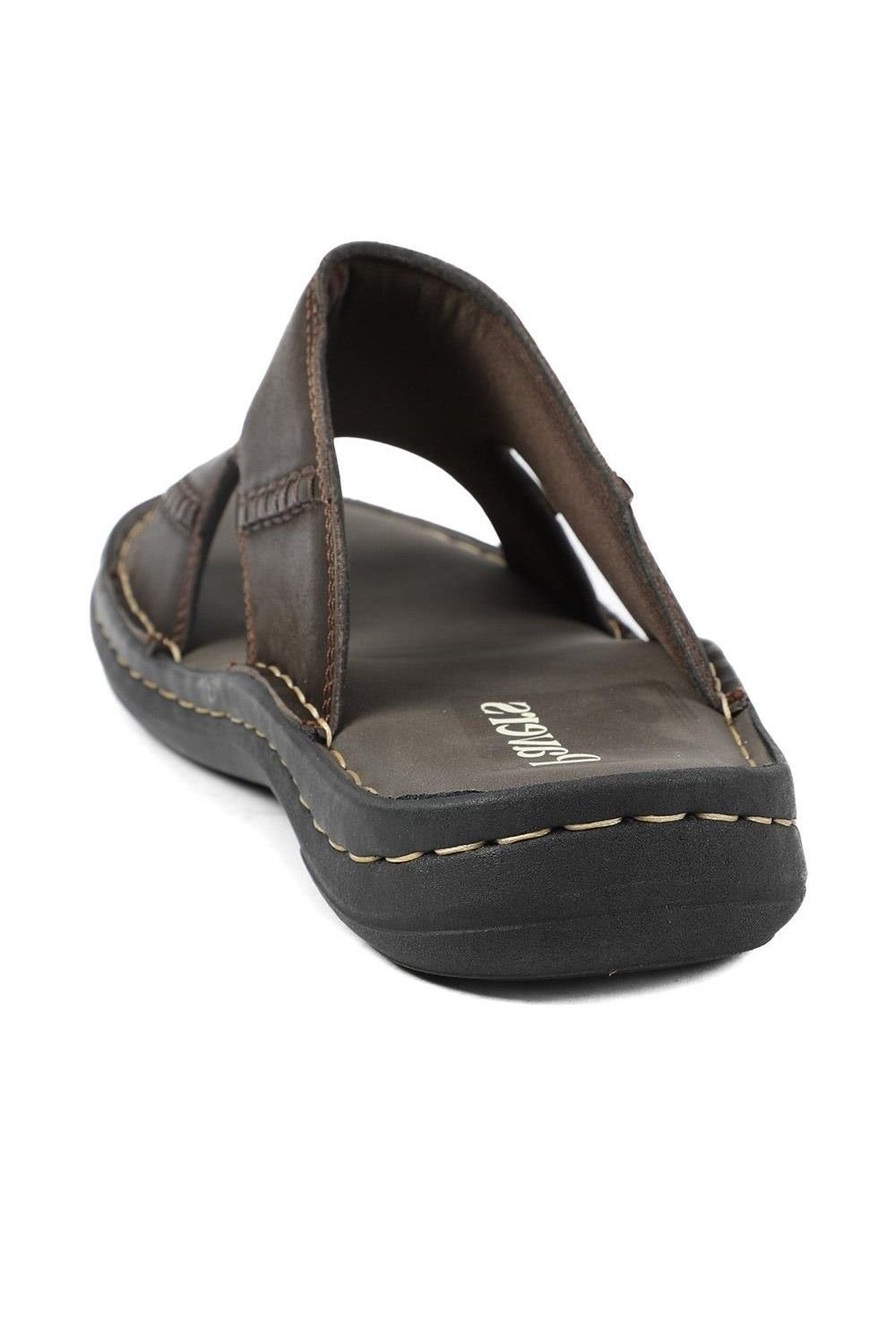 Pavers Pavers Men's Slip On Leather Mule Sandals in Dark Brown - 3