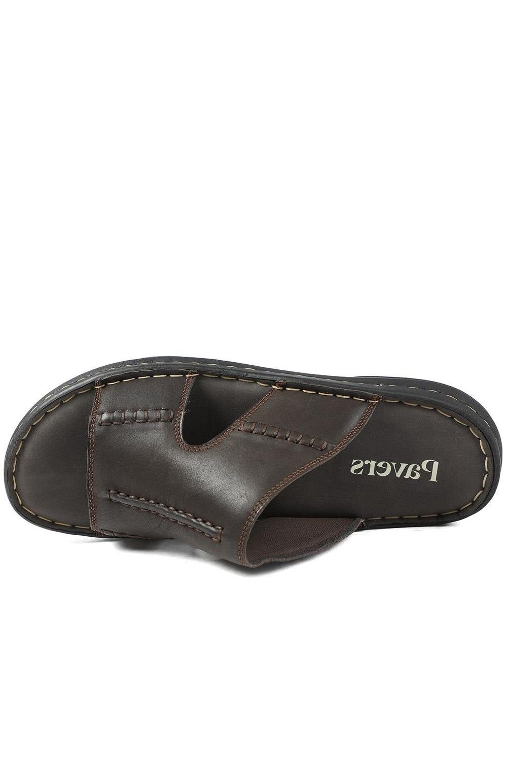 Pavers Pavers Men's Slip On Leather Mule Sandals in Dark Brown - 4