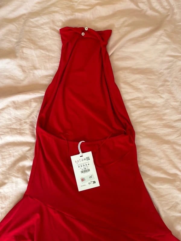 Bershka Red Mini Dress with Halter Neckline