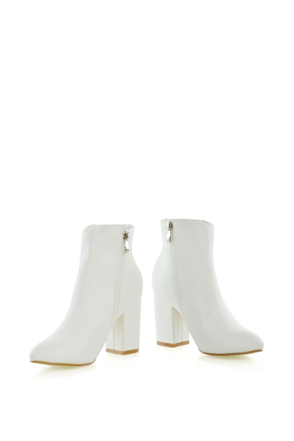 XY London XY London Women's 'Peaches' High Block Heel Ankle Boots in White - 4