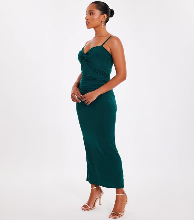 Quiz Women's Petite Dark Green Ruched Midaxi Dress Quiz New Look - 2