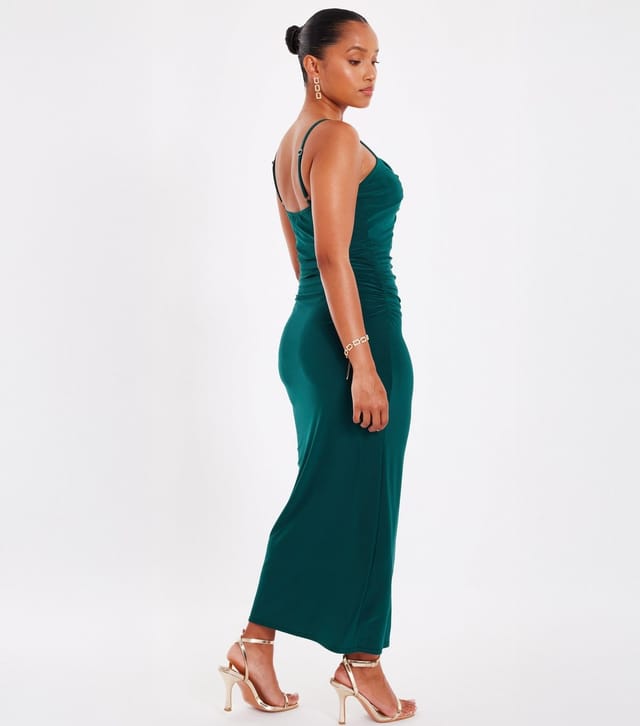 Quiz Women's Petite Dark Green Ruched Midaxi Dress Quiz New Look - 3