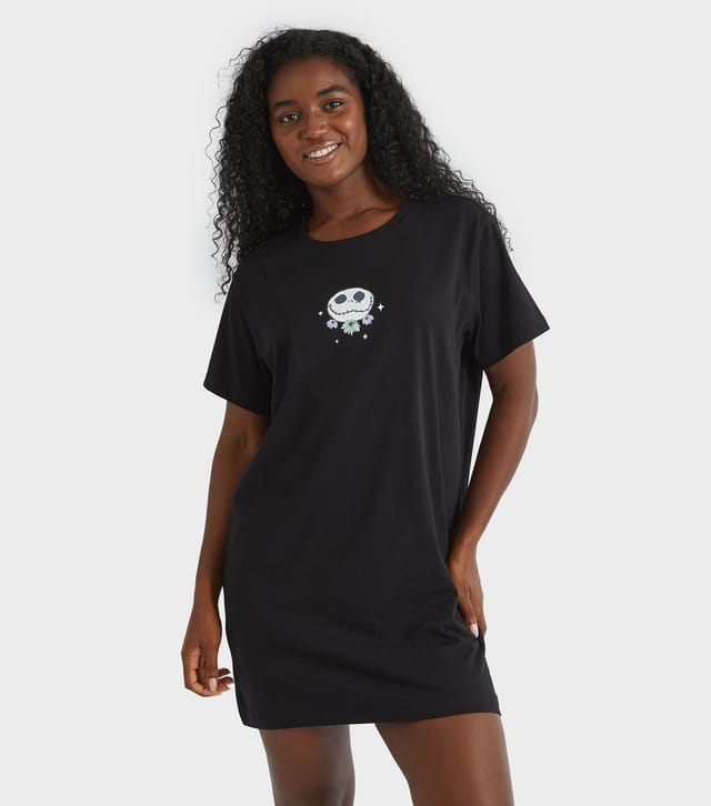 Skinnydip Women's Black The Nightmare Before Christmas Night Dress Skinnydip New Look - 2