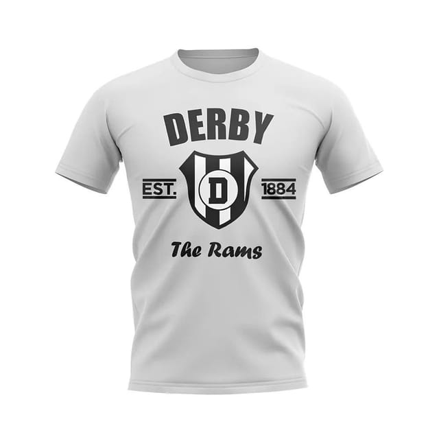 Derby County Derby County Men's Mens Established Football T-Shirt in White - 2